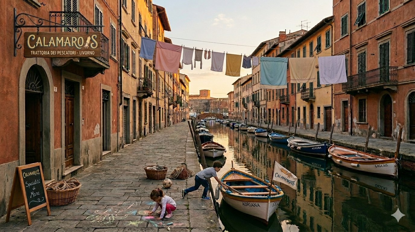 Trattoria CalamaroOS nei fossi di Livorno
